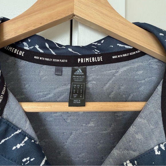 Adidas Blue and White Polo Shirt with Dynamic Pattern - Picture 6 of 6